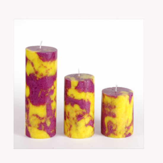 two-tone-pillar-candles-pink-and-yellow-arise-candles