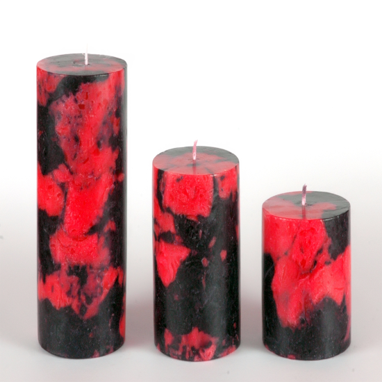 Two Tone Pillar Candles (Red and Black)