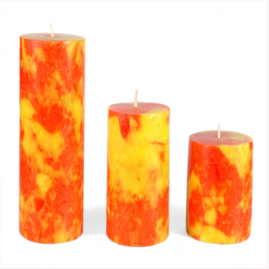 Two Tone Pillar Candles (Yellow and Orange)