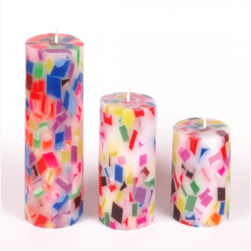 Two Tone Pillar Candles Pink And Yellow Arise Candles two-tone-pillar-candles-pink-and-yellow-arise-candles
